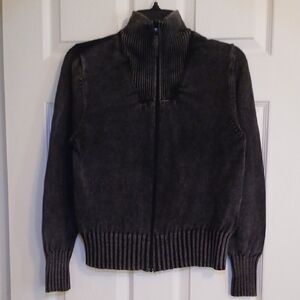 Woolrich Men's-Style Dark Charcoal Zip-Up Turtleneck Sweater